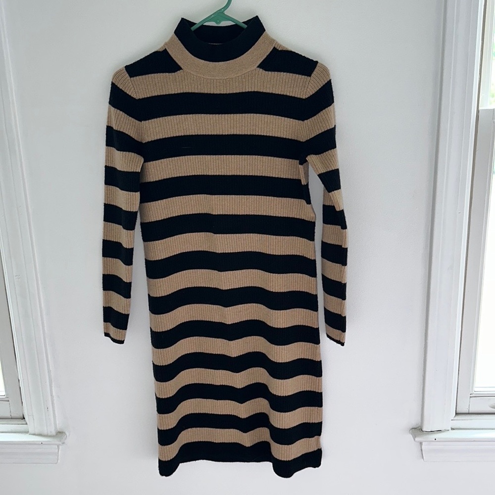 J.Crew Black & Tan Dress with Mock Turtleneck, Size XS